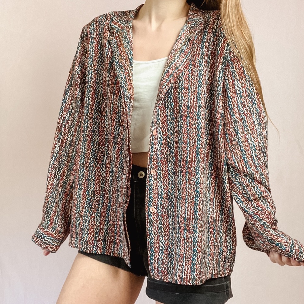 Vintage 80's Patterned Button Down Top - image 2